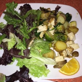 Gluten-free salad with brussels sprouts from Square Cafe